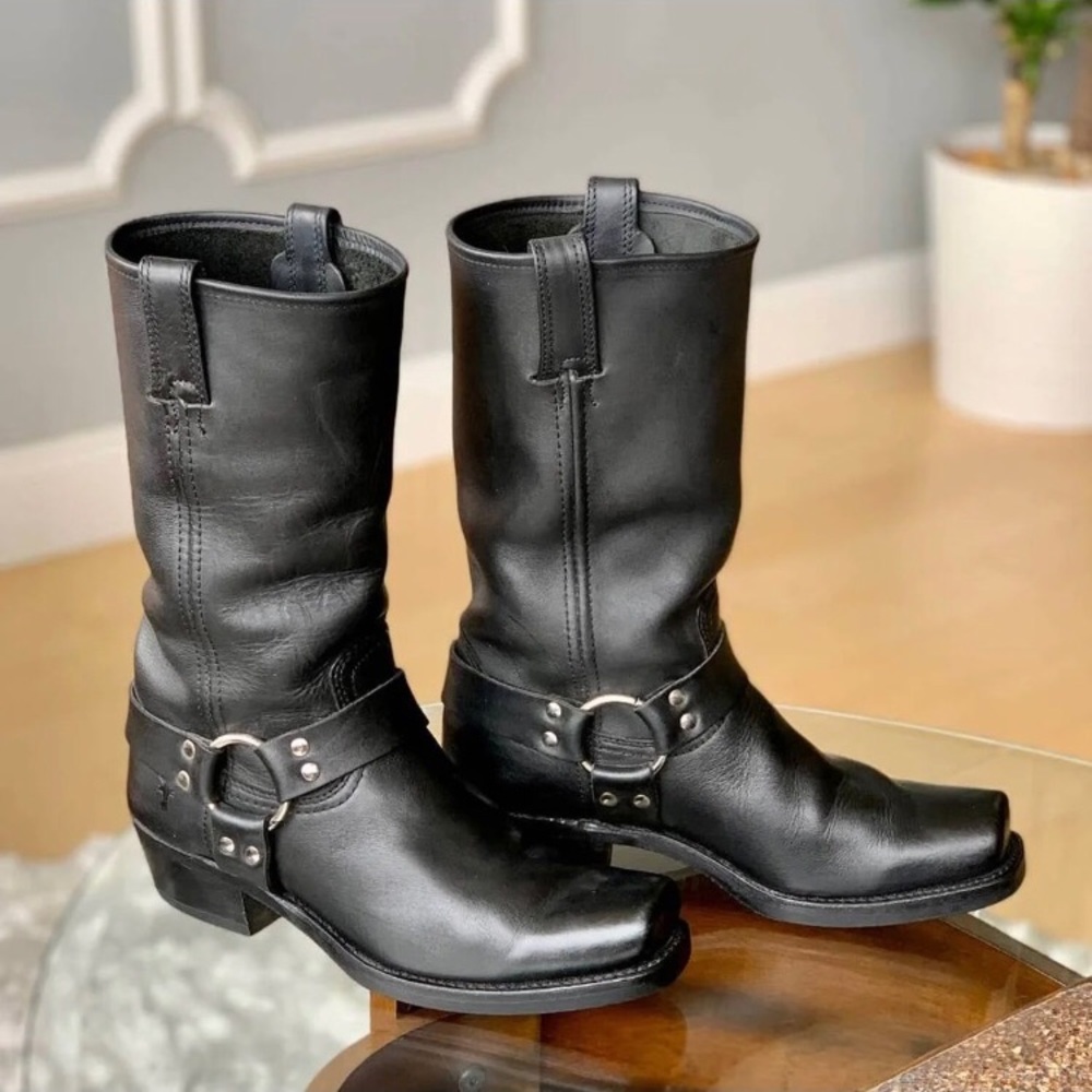 Frye Harness 12R Black Leather Women Size 10